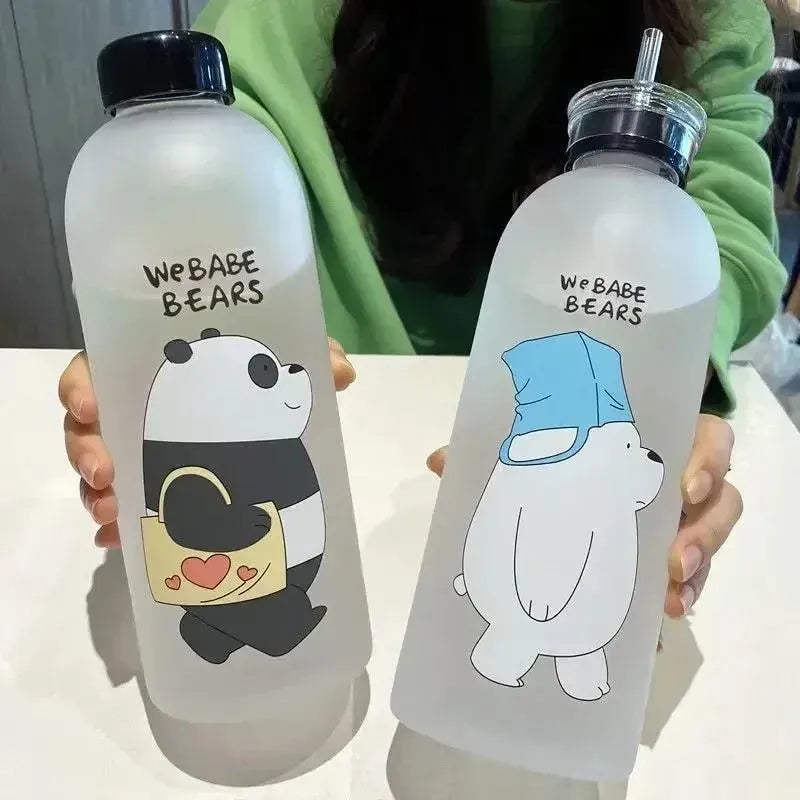 We Babe Bears Frosted Water Bottle with Straw Lid