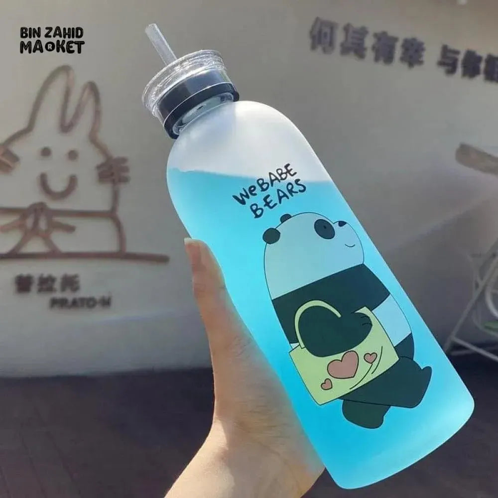 We Babe Bears Frosted Water Bottle with Straw Lid